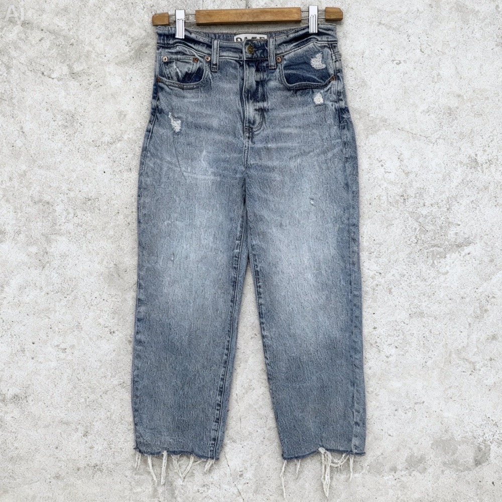 Daze High Rise Straight Leg Ankle Jeans Distressed‎ Tough Love size 25